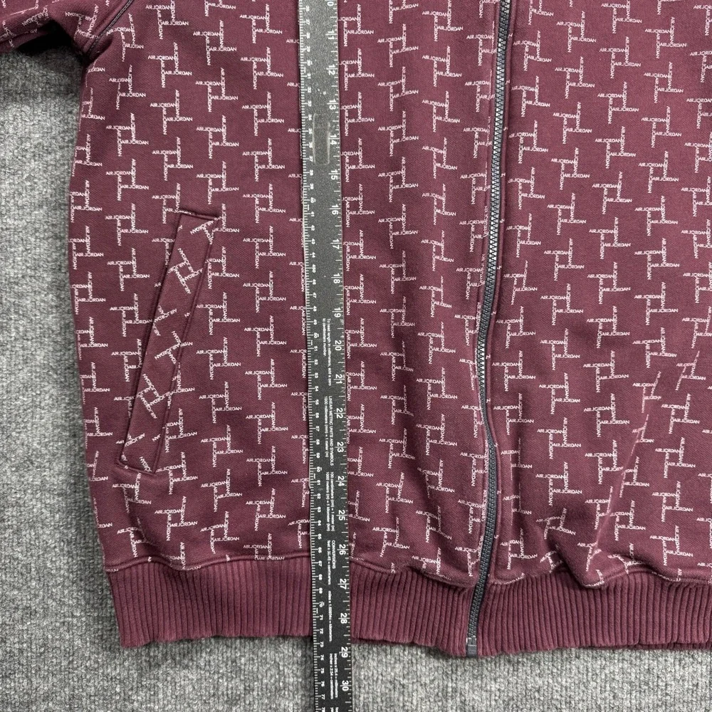 Jordan Track Jacket Men XL Burgundy Monogram Full Zip Jumpman Logo Fleece Active